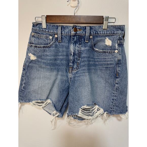 Madewell Pants - Madewell Womens Blue Cotton Denim Relaxed Fit Cut-Off Shorts Size 26